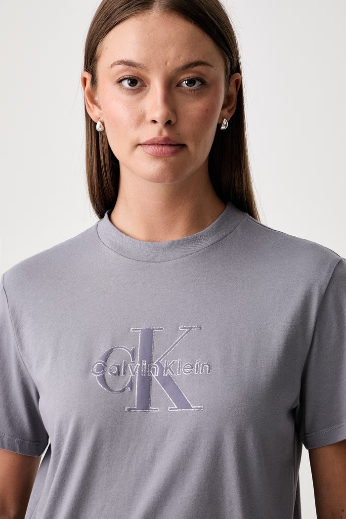 Calvin Klein Jeans T-shirt damski bawełniany szary LV047H800G