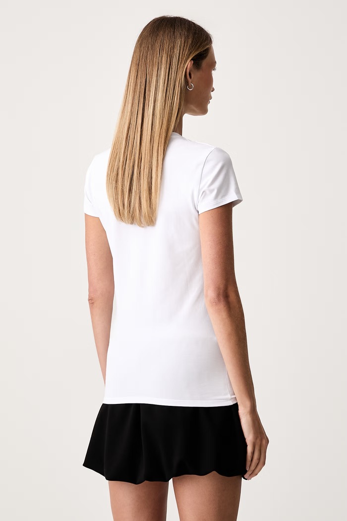 Odzież Armani Exchange T-shirt basic damski bawełniany z elastanem XW002971.AF16294 biały