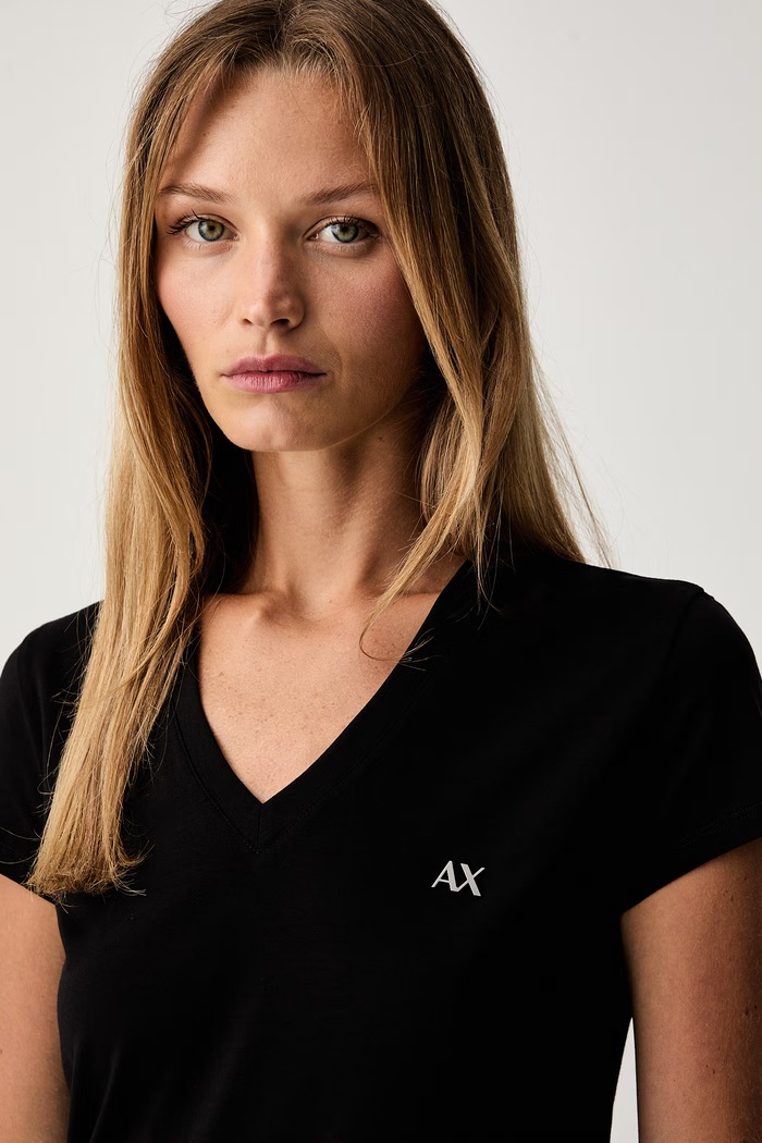 Armani Exchange basic tričko dámske bavlnené s elastanom čierna XW002971.AF16294