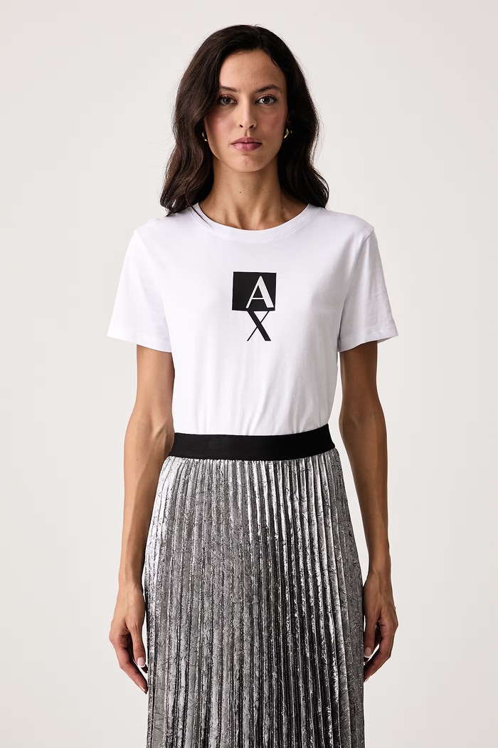 Armani Exchange Tricou pentru femei din bumbac alb XW002970.AF10356
