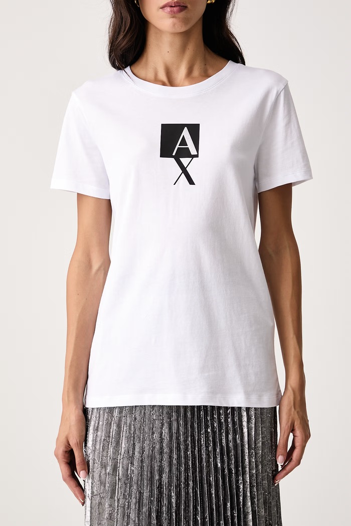 Tricou pentru femei din bumbac Armani Exchange XW002970.AF10356 alb
