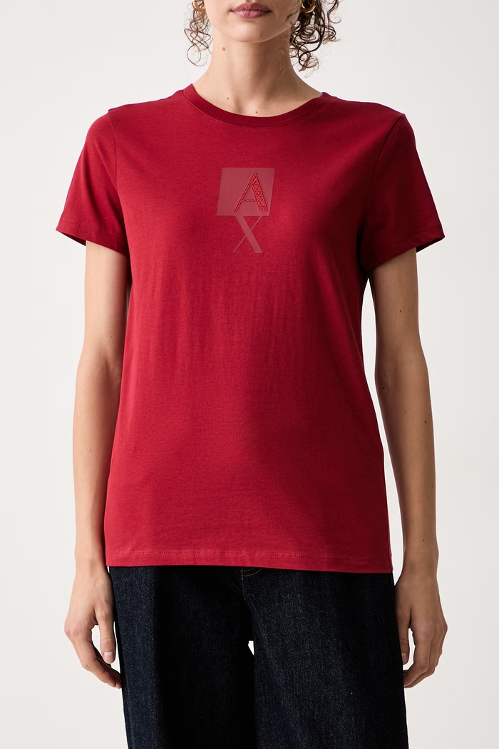 T-shirt damski bawełniany Armani Exchange XW002970.AF10356 czerwony