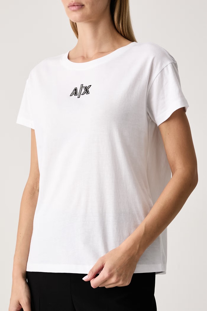Odjeća Armani Exchange Majica za žene od pamuka s elastanom XW002966.AF10356 bijela