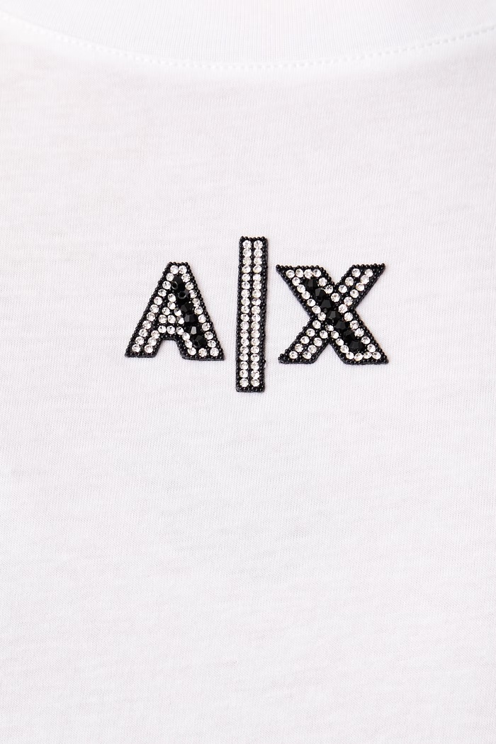 Majica za žene od pamuka s elastanom Armani Exchange XW002966.AF10356 bijela