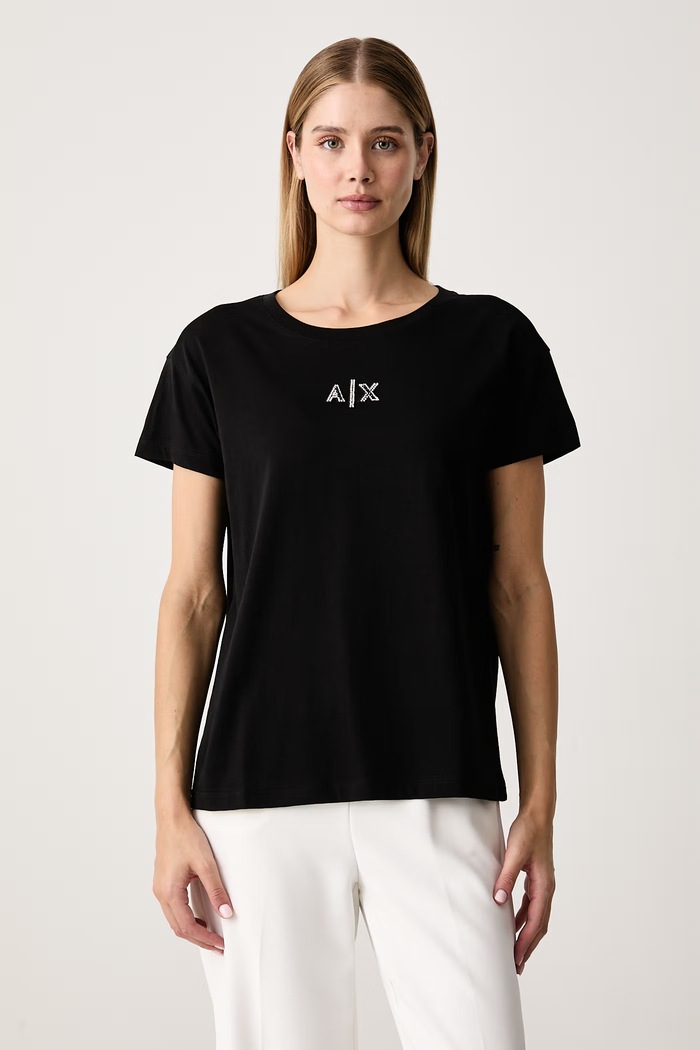 Armani Exchange Majica za žene od pamuka s elastanom crna XW002966.AF10356