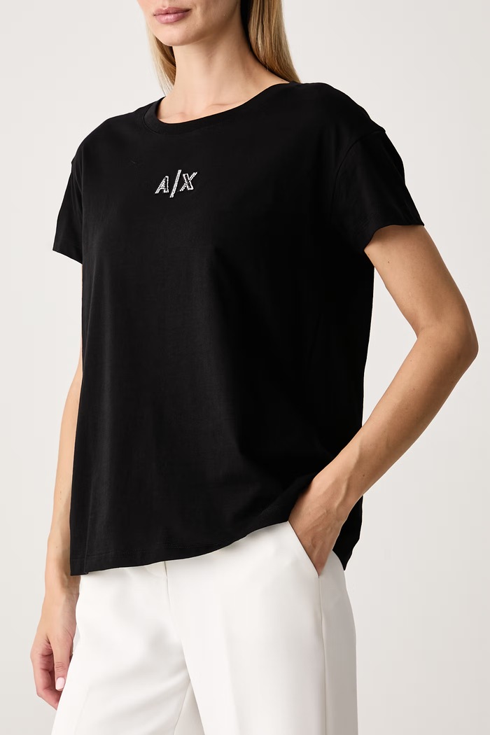 Odjeća Armani Exchange Majica za žene od pamuka s elastanom XW002966.AF10356 crna