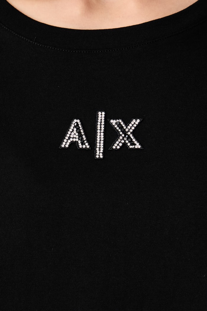 Majica za žene od pamuka s elastanom Armani Exchange XW002966.AF10356 crna