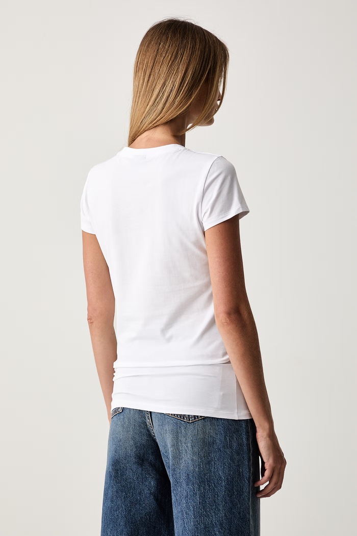 Oblačila Armani Exchange kratka majica ženska bombažna z elastanom XW002811.AF16294 bela