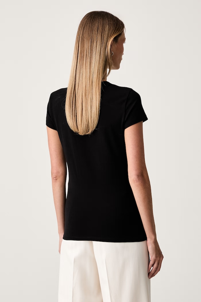 Odzież Armani Exchange T-shirt damski bawełniany z elastanem XW002811.AF16294 czarny