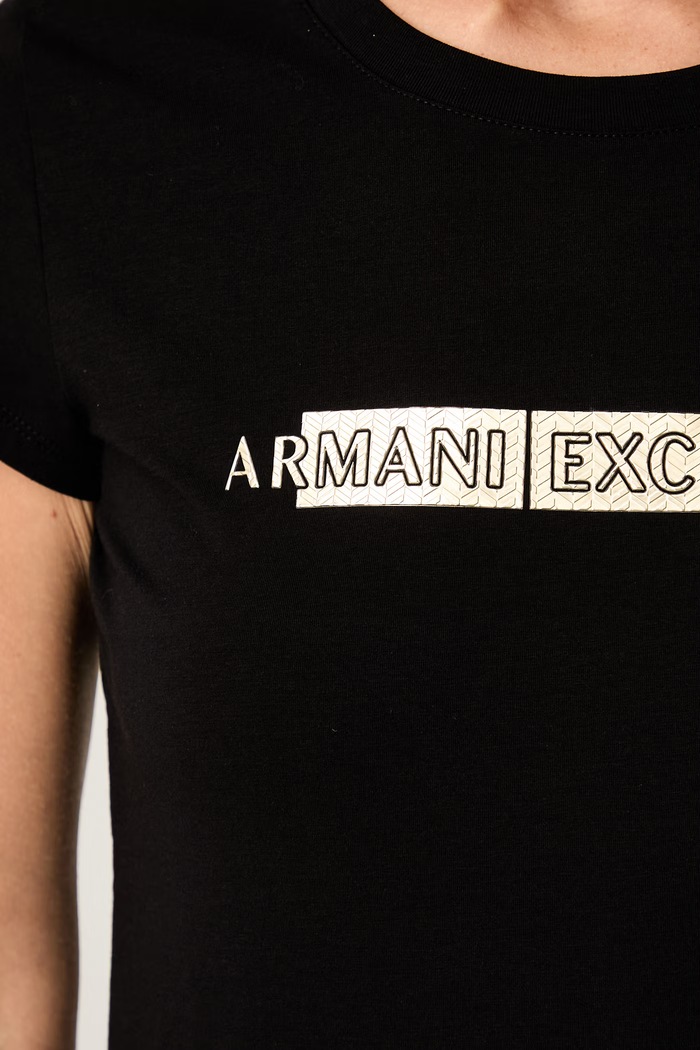 Armani Exchange T-shirt damski bawełniany z elastanem XW002811.AF16294 czarny