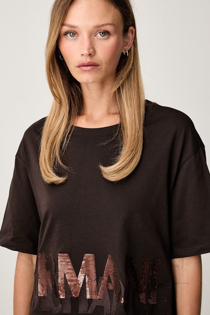 Armani Exchange majica za žene od pamuka smeđa XW002779.AF10356