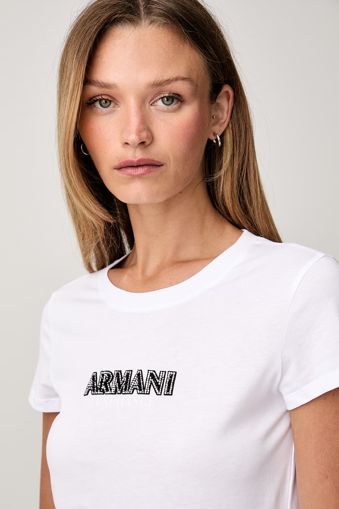 Armani Exchange T-shirt damski bawełniany biały XW002550.AF10356