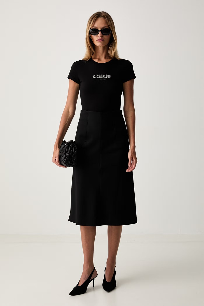 Armani Exchange kratka majica ženska bombažna XW002550.AF10356 črna AW26