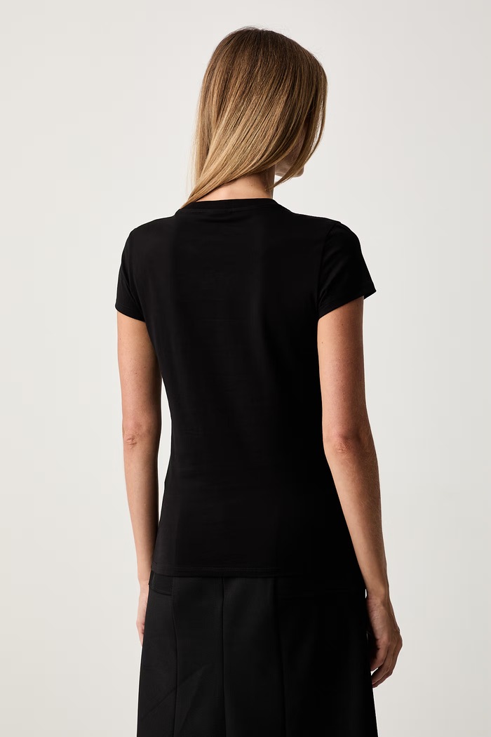 Oblačila Armani Exchange kratka majica ženska bombažna XW002550.AF10356 črna