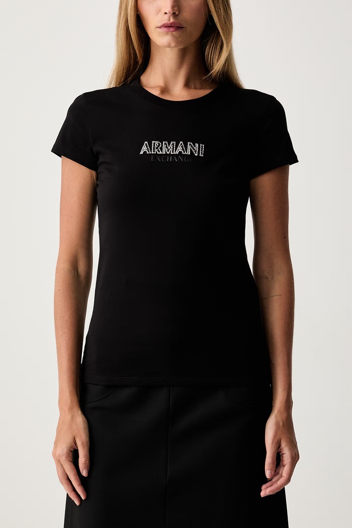 Armani Exchange kratka majica ženska bombažna črna XW002550.AF10356