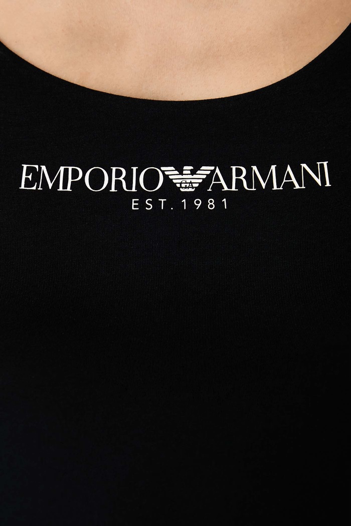 Top lounge damski bawełniany z elastanem Emporio Armani Underwear czarny EW004627.AF27298