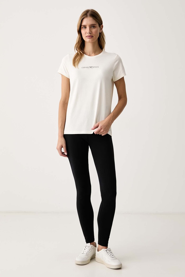 Emporio Armani Underwear T-shirt lounge damski bawełniany z elastanem EW000408.AF27298 beżowy AW26
