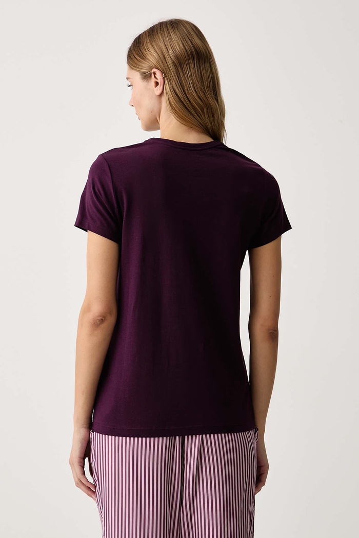 Odzież Emporio Armani Underwear T-shirt lounge damski bawełniany z elastanem EW000408.AF27298 fioletowy