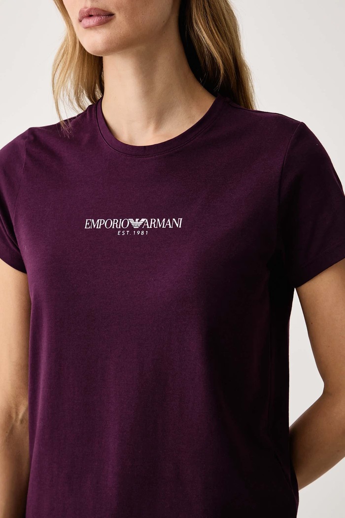 T-shirt lounge damski bawełniany z elastanem Emporio Armani Underwear EW000408.AF27298 fioletowy