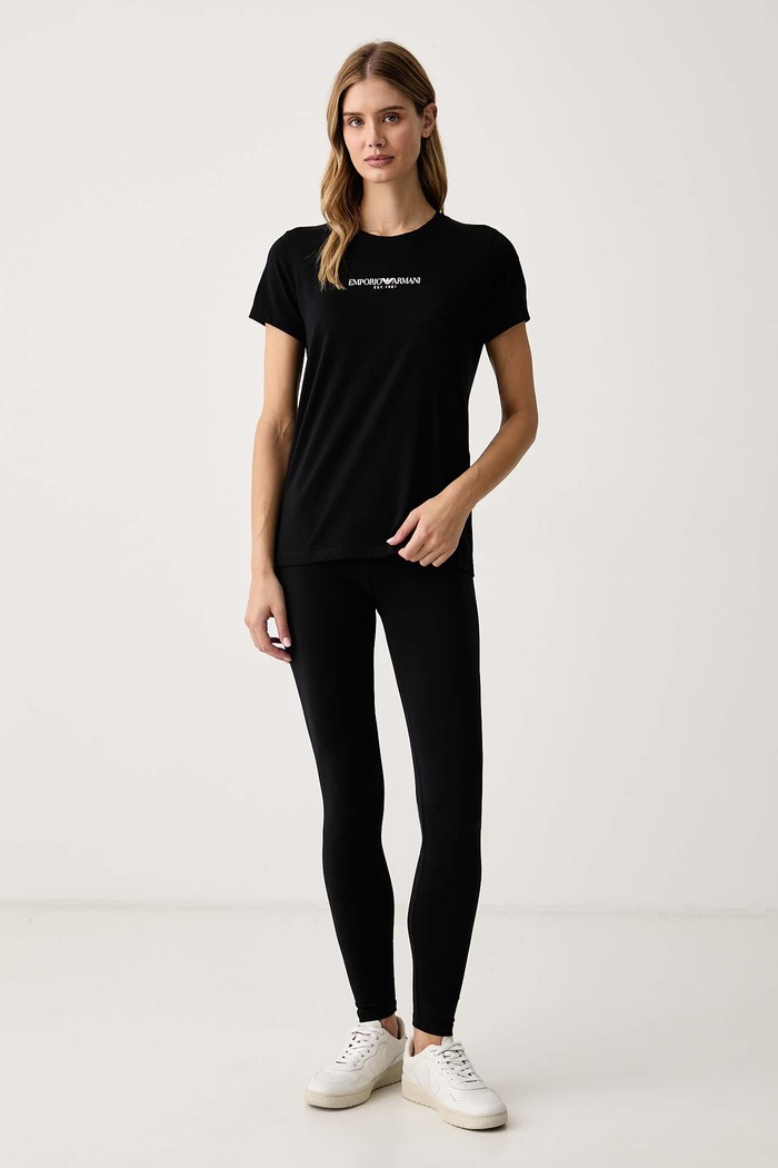 Emporio Armani Underwear T-shirt lounge damski bawełniany z elastanem EW000408.AF27298 czarny AW26