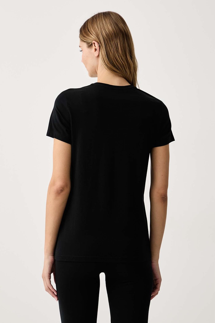 Odzież Emporio Armani Underwear T-shirt lounge damski bawełniany z elastanem EW000408.AF27298 czarny