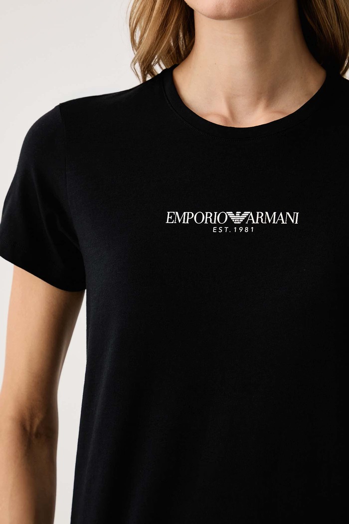 T-shirt lounge damski bawełniany z elastanem Emporio Armani Underwear EW000408.AF27298 czarny