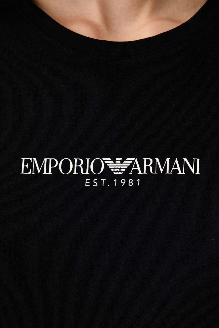 T-shirt lounge damski bawełniany z elastanem Emporio Armani Underwear czarny EW000408.AF27298