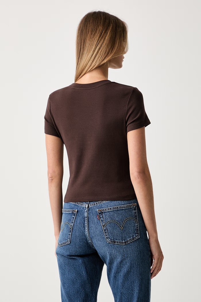 Odjeća Levi's majica za žene od pamuka s elastanom GR ESSENTIAL BABY 008CH.0009 smeđa