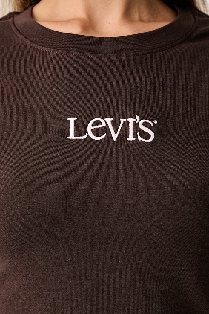 Levi's majica za žene od pamuka s elastanom GR ESSENTIAL BABY 008CH.0009 smeđa