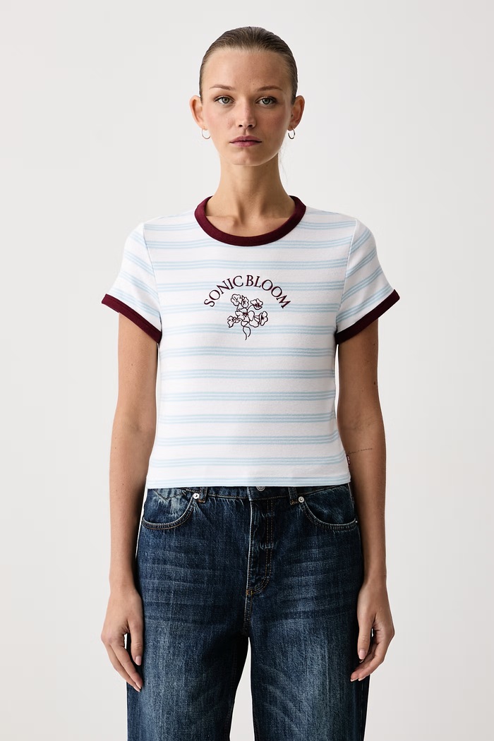 Levi's T-shirt γυναικείο βαμβακερό με ελαστάν GR ESSENTIAL BABY RINGER μπλε 008A1