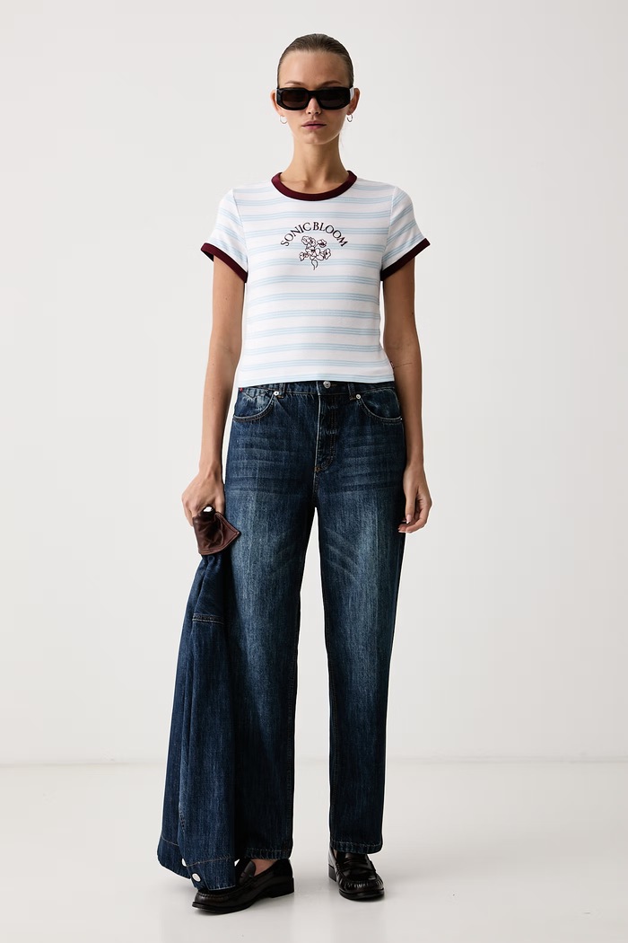 Levi's T-shirt γυναικείο βαμβακερό με ελαστάν GR ESSENTIAL BABY RINGER 008A1 μπλε AW26