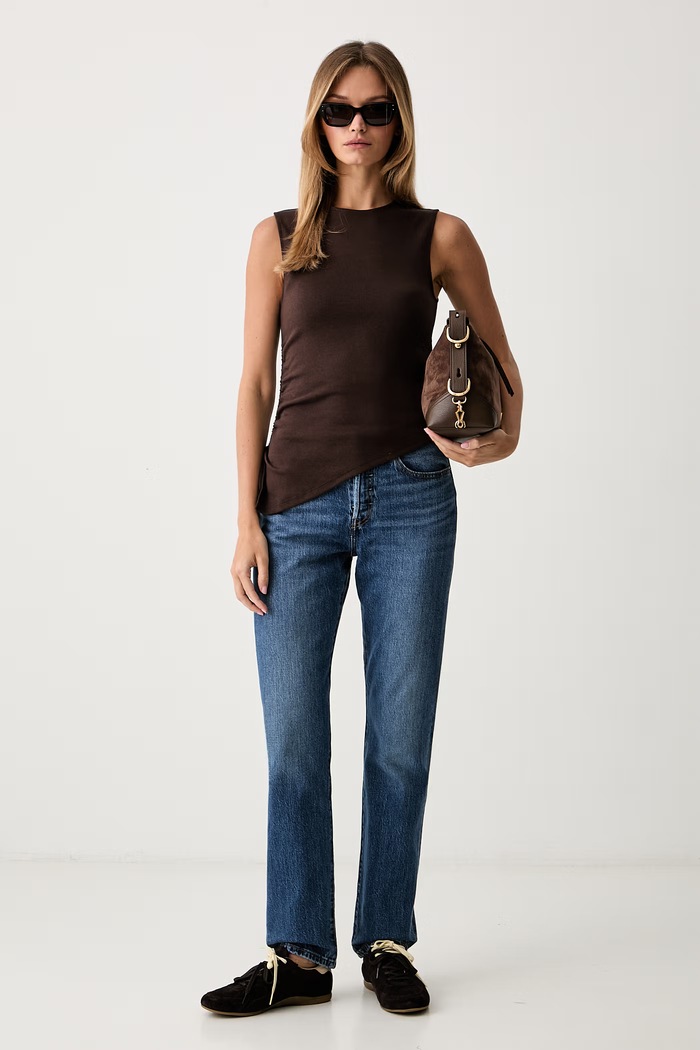 Levi's top da donna con cotone ALILA ASYMMETRICAL SL 0086N marrone AW26
