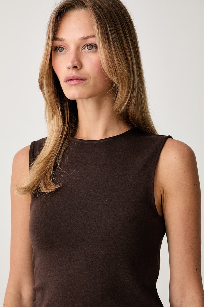 Levi's top da donna con cotone ALILA ASYMMETRICAL SL marrone 0086N