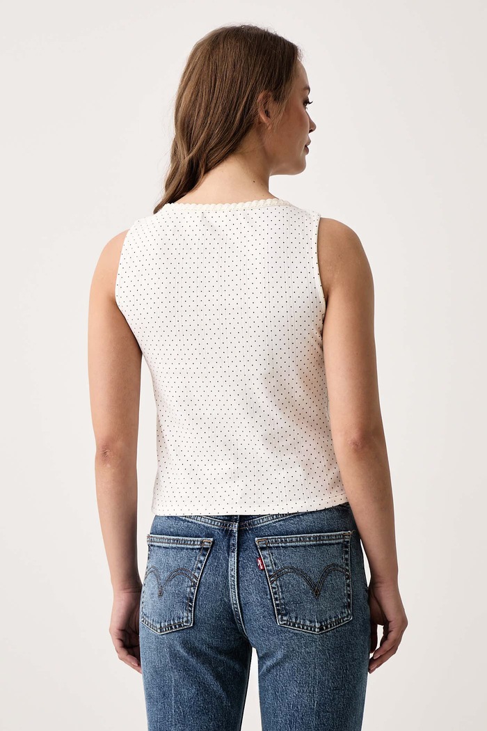 Odzież Levi's Top damski z bawełną DRY GOODS POINTELLE LACE TANK 0086L biały