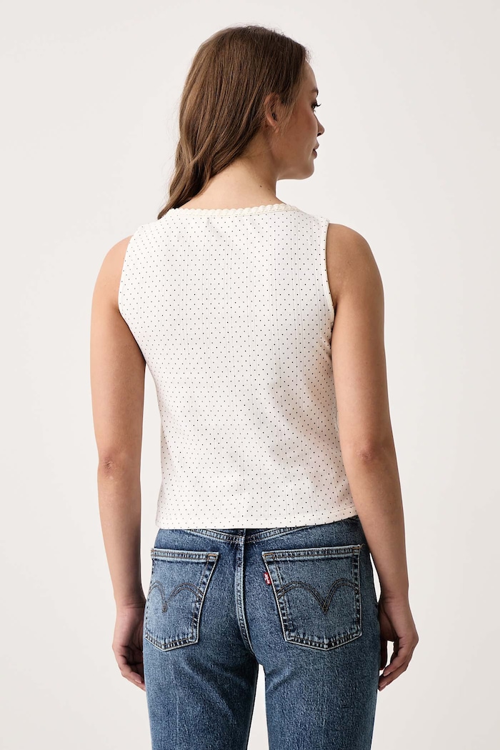 Odzież Levi's Top damski z bawełną DRY GOODS POINTELLE LACE TANK 0086L biały
