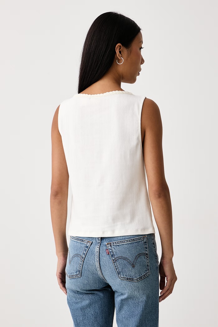 Дрехи Levi's Топ дамски с памук DRY GOODS POINTELLE LACE TANK 0086L бежов