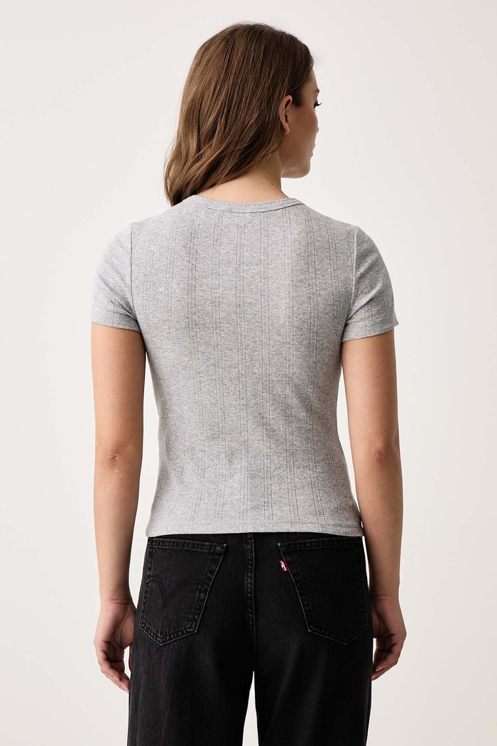 Odjeća Levi's Majica za žene od pamuka s elastanom DRY GOODS POINTELLE SS HENLEY 0086J siva