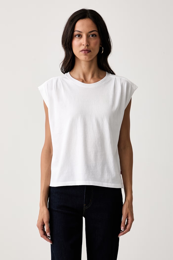 Levi's τοπ γυναικείο βαμβακερό PLEATED MUSCLE TANK λευκό 0085U