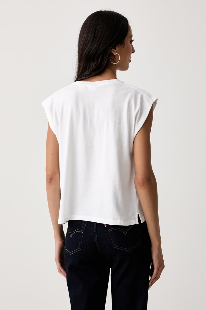 Ρούχα Levi's τοπ γυναικείο βαμβακερό PLEATED MUSCLE TANK 0085U λευκό
