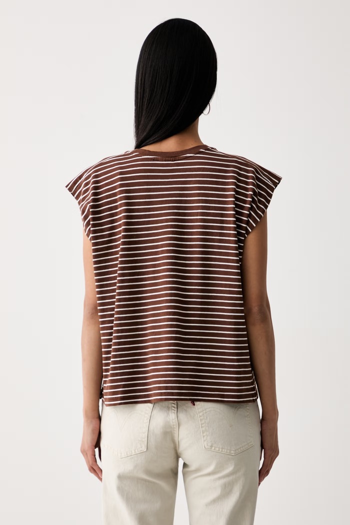 Odzież Levi's top damski bawełniany PLEATED MUSCLE TANK 0085U brązowy
