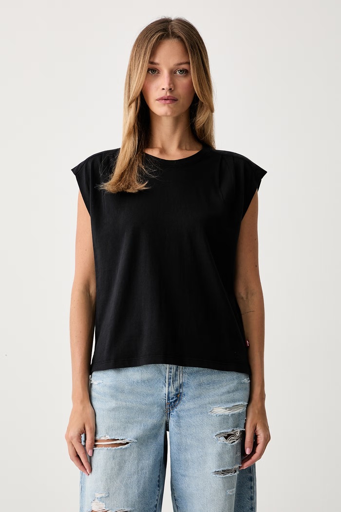 Levi's top za žene od pamuka PLEATED MUSCLE TANK crna 0085U