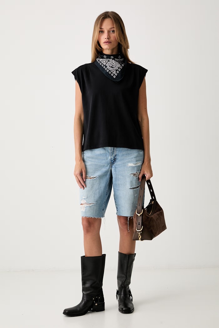 Levi's top za žene od pamuka PLEATED MUSCLE TANK 0085U crna AW26