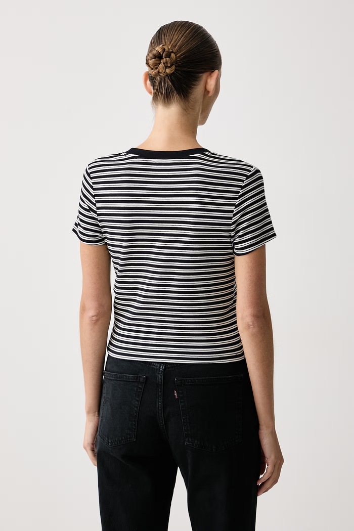 Ρούχα Levi's T-shirt γυναικείο βαμβακερό με ελαστάν ESSENTIAL BABY 0085R.0003 μαύρο
