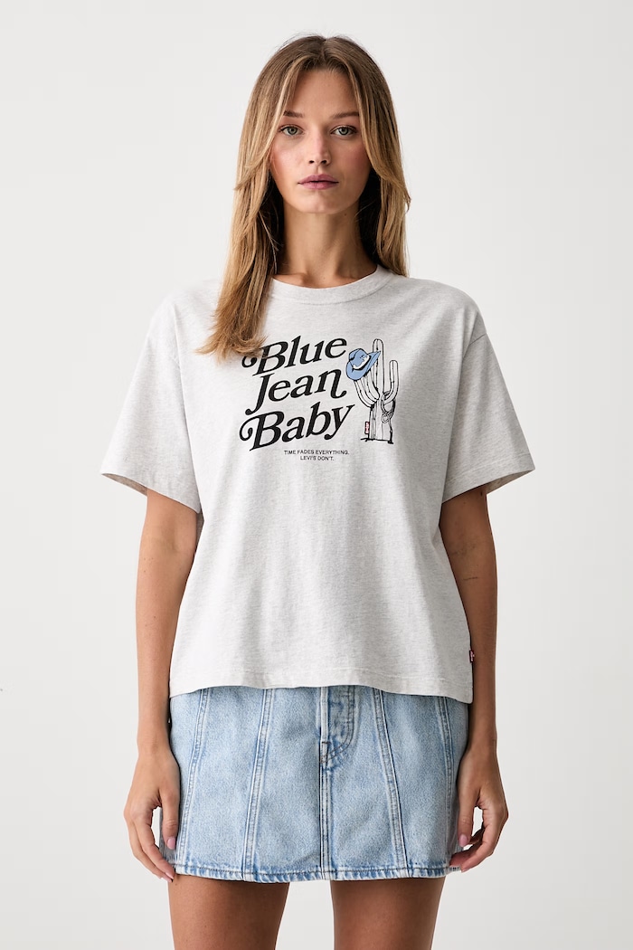 Levi's kratka majica ženska bombažna GR ANYDAY siva 005HP