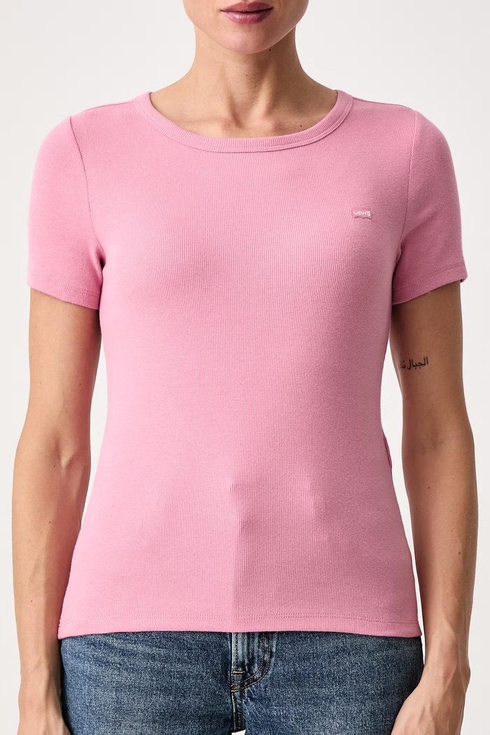 T-shirt damski bawełniany z elastanem HAYES Levi's 001J3 różowy