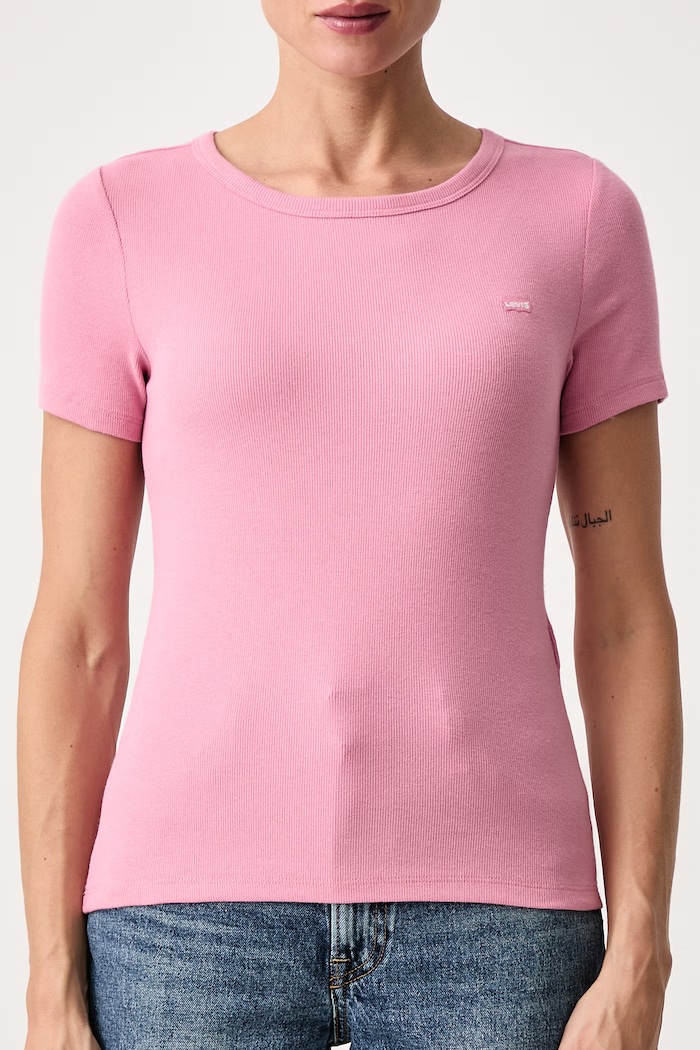 T-shirt damski bawełniany z elastanem HAYES Levi's 001J3 różowy