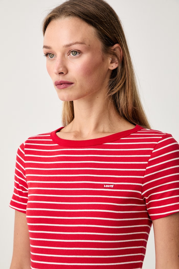 Levi's tričko dámske bavlnené s elastanom HAYES červená 001J3