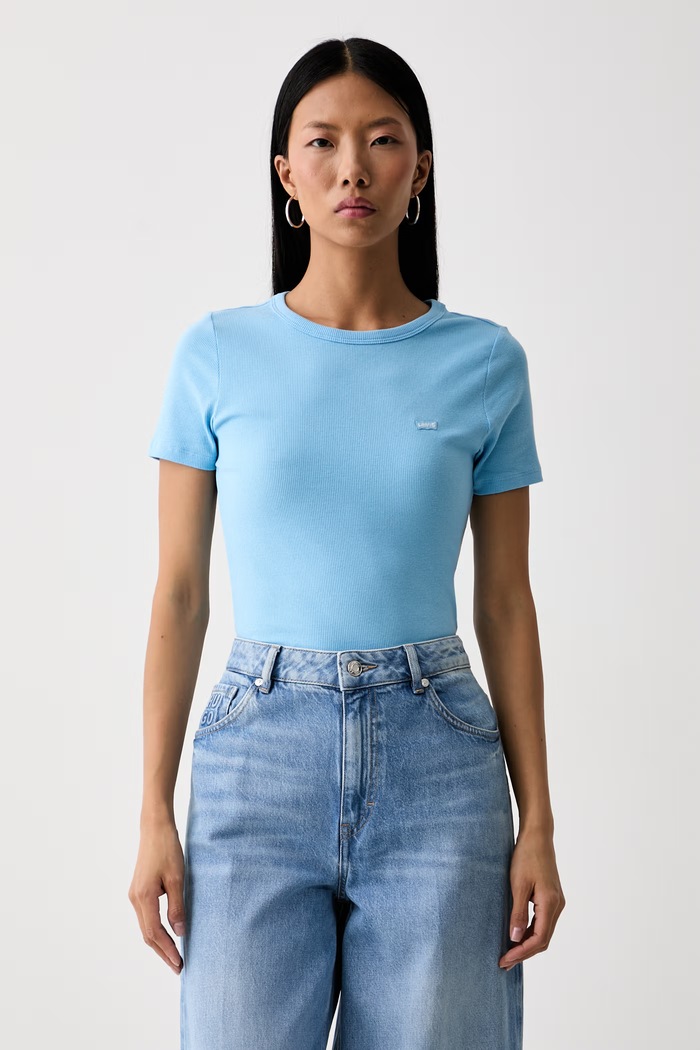 Levi's T-shirt damski bawełniany z elastanem HAYES niebieski 001J3
