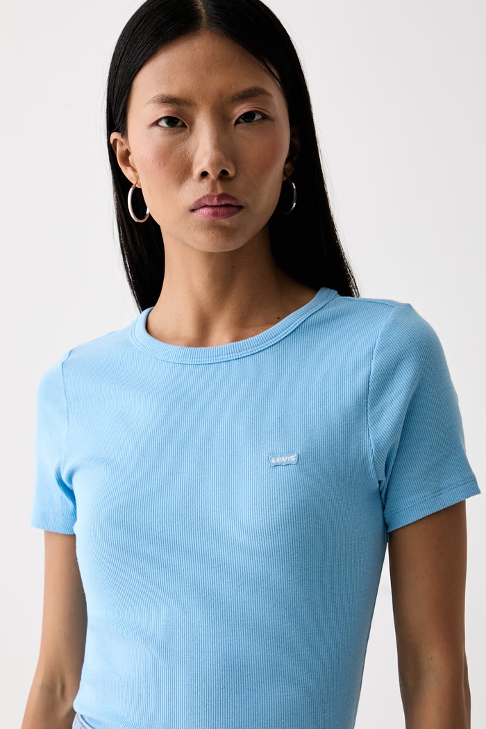 Levi's T-shirt damski bawełniany z elastanem HAYES 001J3 niebieski