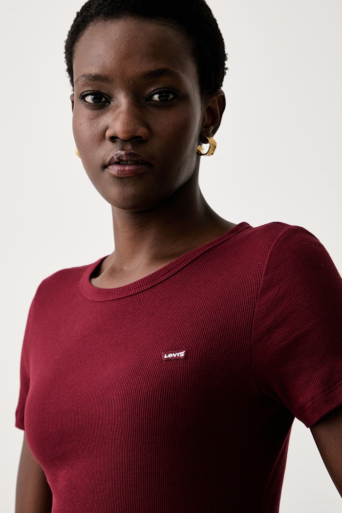 Levi's tričko dámské bavlněné s elastanem HAYES červená 001J3